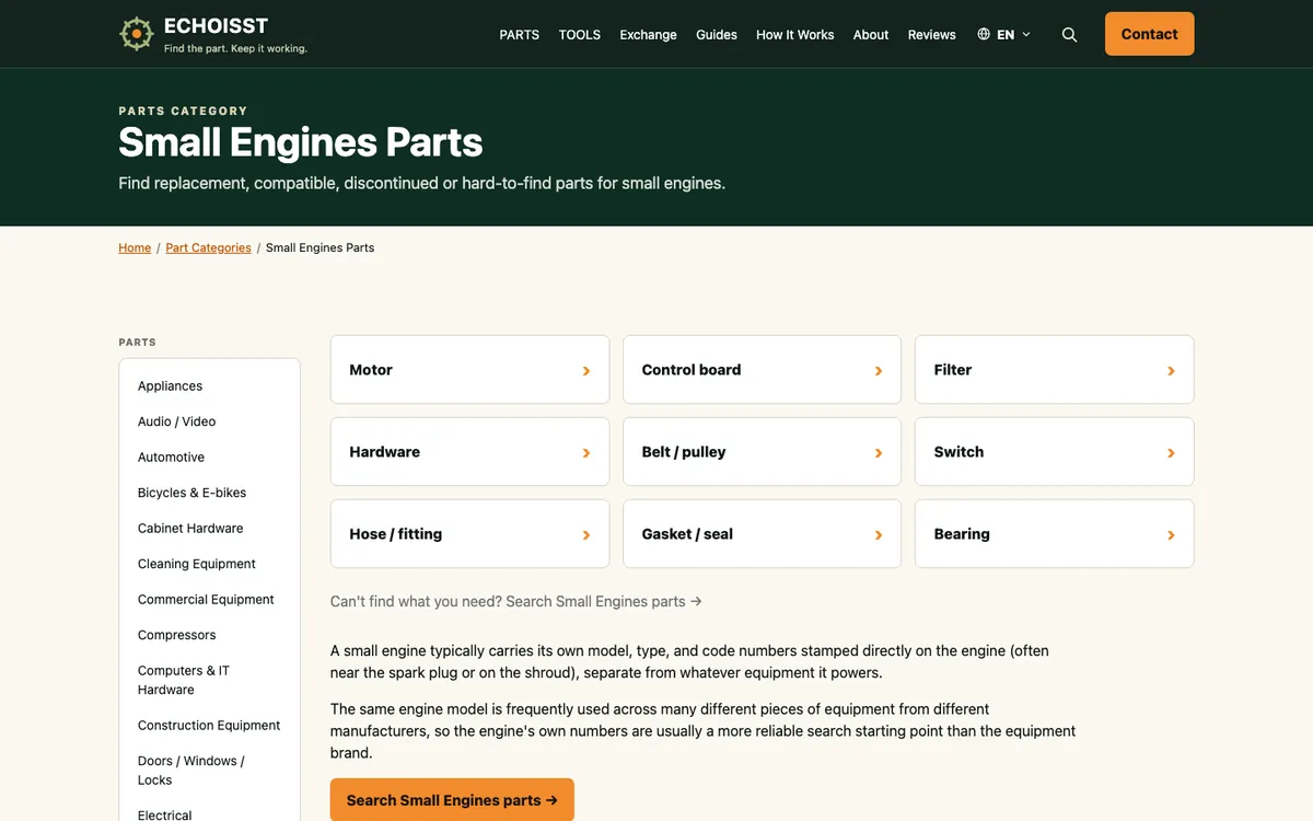 ECHOISST: Category page: small engines